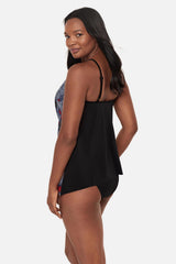 Peephole Tankini Top in Steel Magnolias Black/Multi | Miraclesuit