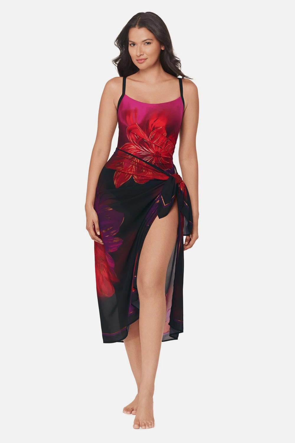 Pareo Cover Up in Petali Rosa Black/Multi | Miraclesuit