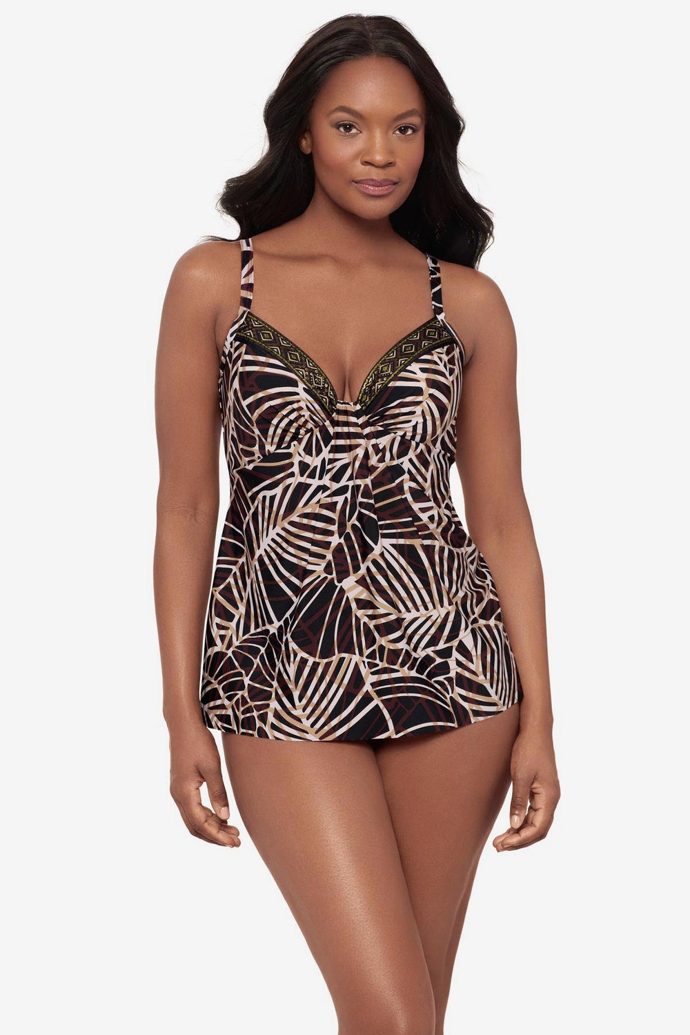 Marina Tankini Top in Let's Be Fronds Black/Multi | Miraclesuit