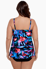 Plus Size Fuego Floral Mirage Tankini Black/Multi | Miraclesuit