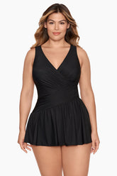 Plus Size Swimwear Aurora Swim Dress Black | Miraclesuit