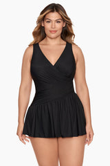 Plus Size Swimwear Aurora Swim Dress Black | Miraclesuit