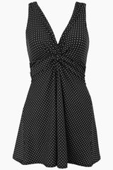 Plus Size Pin Point Marais One Piece Swim Dress Black/White | Miraclesuit