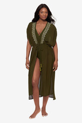 Beach Etc Beaded Long Kimono Cover Up Nori | Miraclesuit