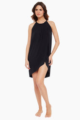 Magicsuit Draped Swim Cover Up Dress Black | Miraclesuit