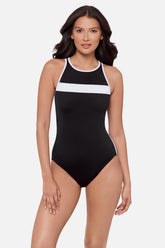 Beachcomber One Piece in Liquid Sculpt Black/White | Miraclesuit
