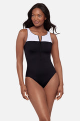 Zinger One Piece in Liquid Sculpt Black/White | Miraclesuit