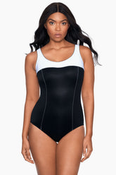 Colorblock Touche One Piece Swimsuit DD-Cups Black/White | Miraclesuit