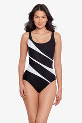 Colorblock Helix One Piece Swimsuit DDD-Cup Black/White | Miraclesuit