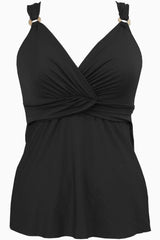 Underwire Plunge Tankini D-DDD Cup Black | Miraclesuit