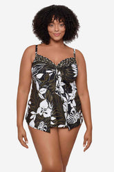 Plus Size Elle Dorado Love Knot Tankini Top Black/Multi | Miraclesuit