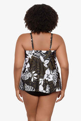 Plus Size Elle Dorado Love Knot Tankini Top Black/Multi | Miraclesuit