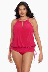 Magicsuit Women's Plus Size Swimwear Solid Susan Underwire Tummy Control One Piece Swimdress Ruby | Miraclesuit