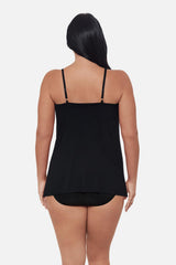Plus Size Peephole Tankini Top in Ombra Fiore Black/Multi | Miraclesuit