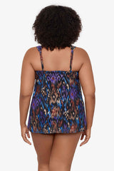 Plus Size Tapiz Dazzle Tankini Top Black/Multi | Miraclesuit