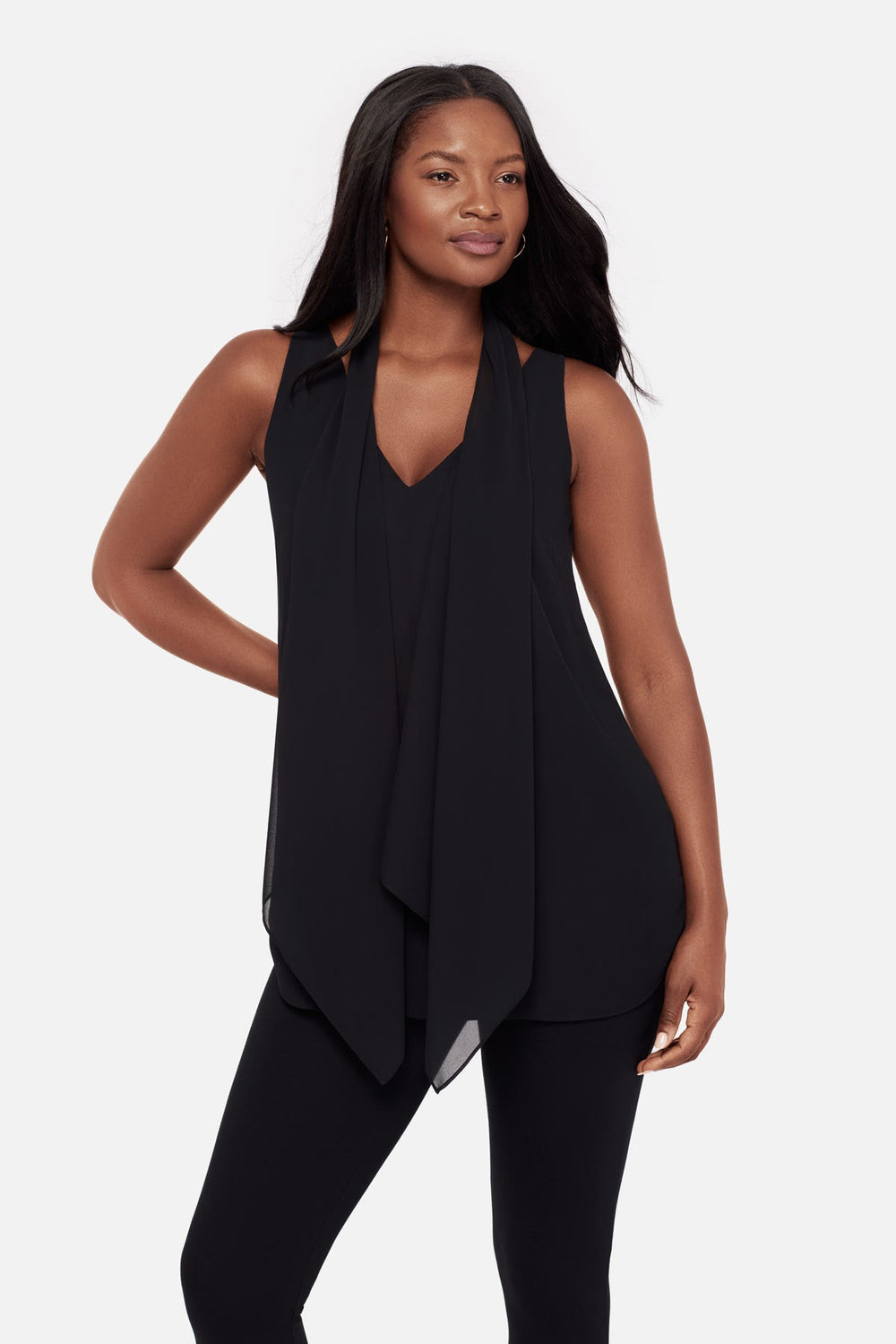 Soft Georgette Layered Tunic in Black Black | Miraclesuit