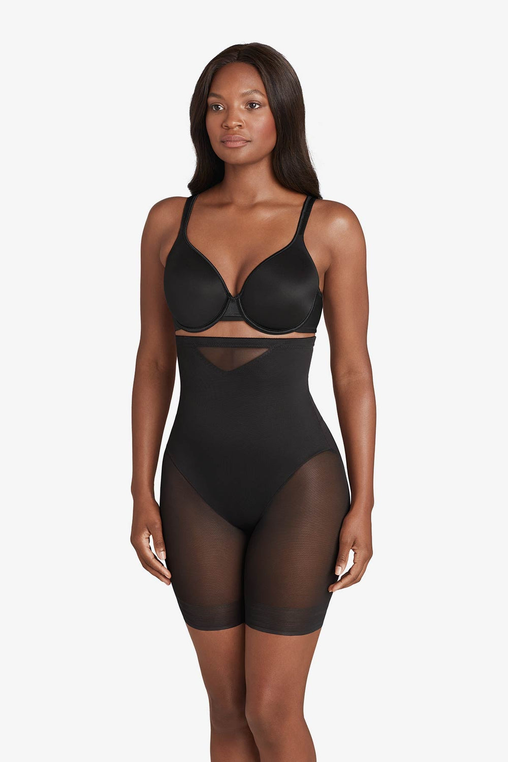 Extra Firm Sexy Sheer Shaping Hi-Waist Thigh Slimmer Black | Miraclesuit