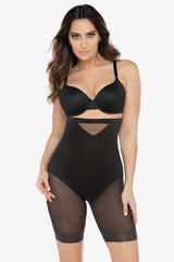 Extra Firm Sexy Sheer Shaping Hi-Waist Thigh Slimmer Black | Miraclesuit