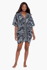 Tigre Sombre Caftan Swim Cover Up Black/White | Miraclesuit