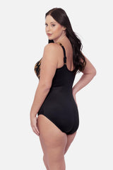 Plus Size Oceanus One Piece in Raya De Safari Black/Brown | Miraclesuit