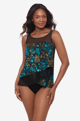 Flor De Mare Mirage Tankini Top Black/Multi | Miraclesuit