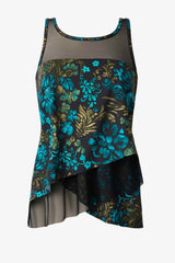 Flor De Mare Mirage Tankini Top Black/Multi | Miraclesuit