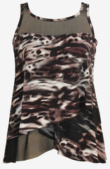 Plus Size Tempest Mirage Tankini Top Black/Brown | Miraclesuit