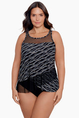 Plus Size Linked In Mirage Tankini Black/Multi | Miraclesuit