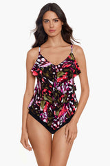 Magicsuit Flutter Rita Tankini Black/Multi | Miraclesuit