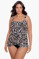 Plus Size Fur Realz Dazzle Tankini Brown/Multi | Miraclesuit