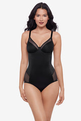 Sexy Sheer Shaping Padded Cup Bodysuit in Black Black | Miraclesuit
