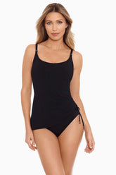 Amoressa Women's Swimwear Oil Slick Doheny Soft Cup One Piece Swimsuit Black | Miraclesuit