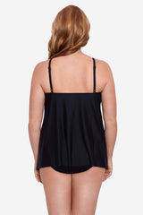 Plus Size Precioso Peephole Tankini Top Black/Multi | Miraclesuit