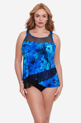 Plus Size Sous Marine Mirage Tankini Top Blue/Multi | Miraclesuit