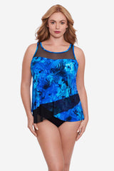 Plus Size Sous Marine Mirage Tankini Top Blue/Multi | Miraclesuit