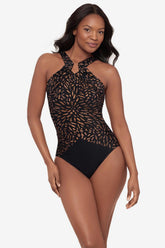Aphrodite One Piece Swimsuit in Costa D' Oro Black | Miraclesuit