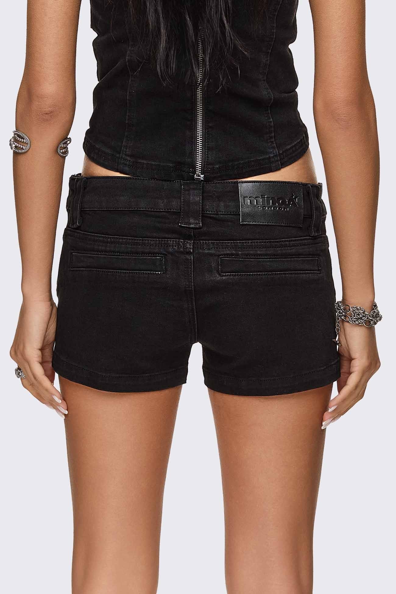 Minga London Ada Belted Mini Denim Shorts