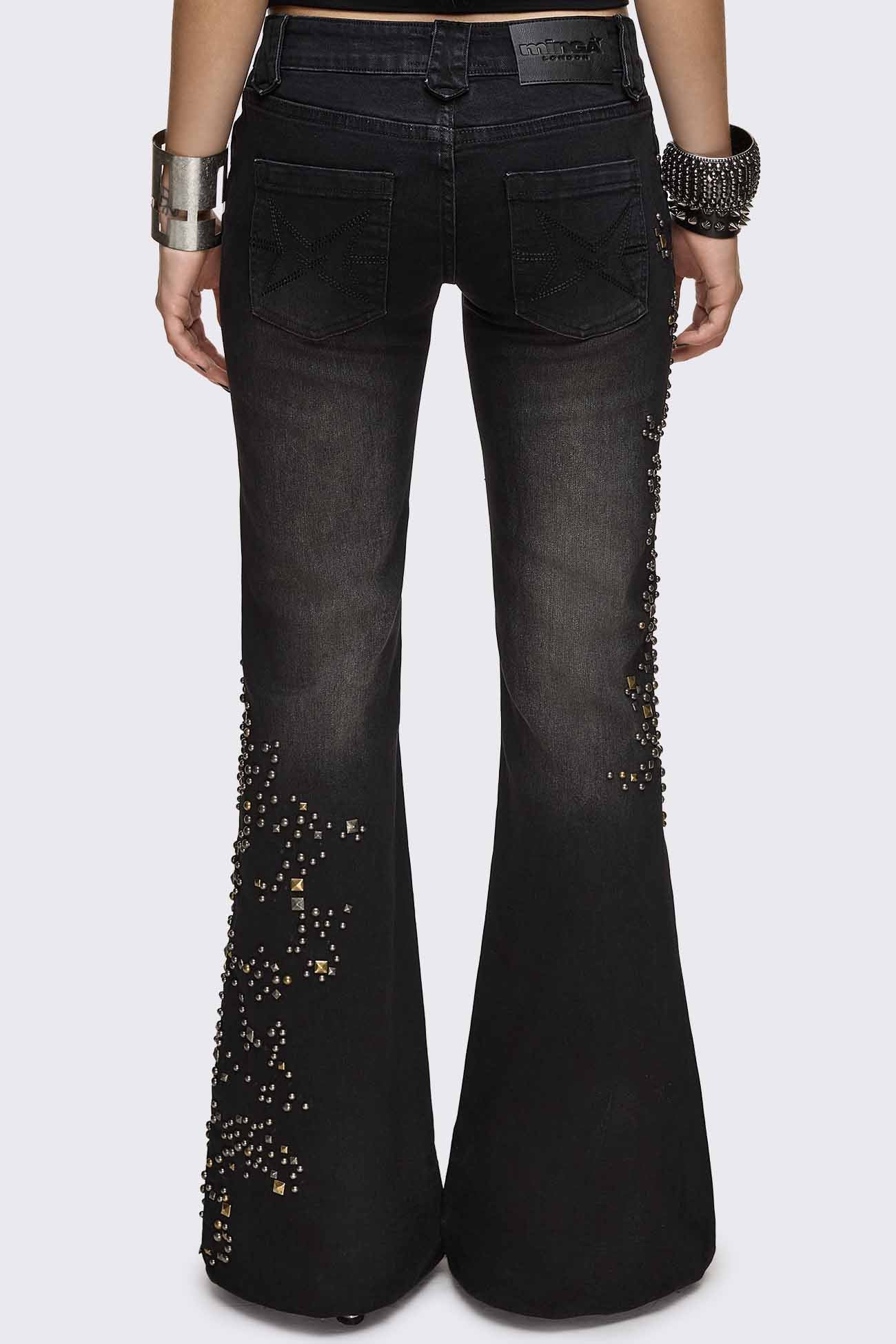 Minga London Brielle Studded Flared Jeans