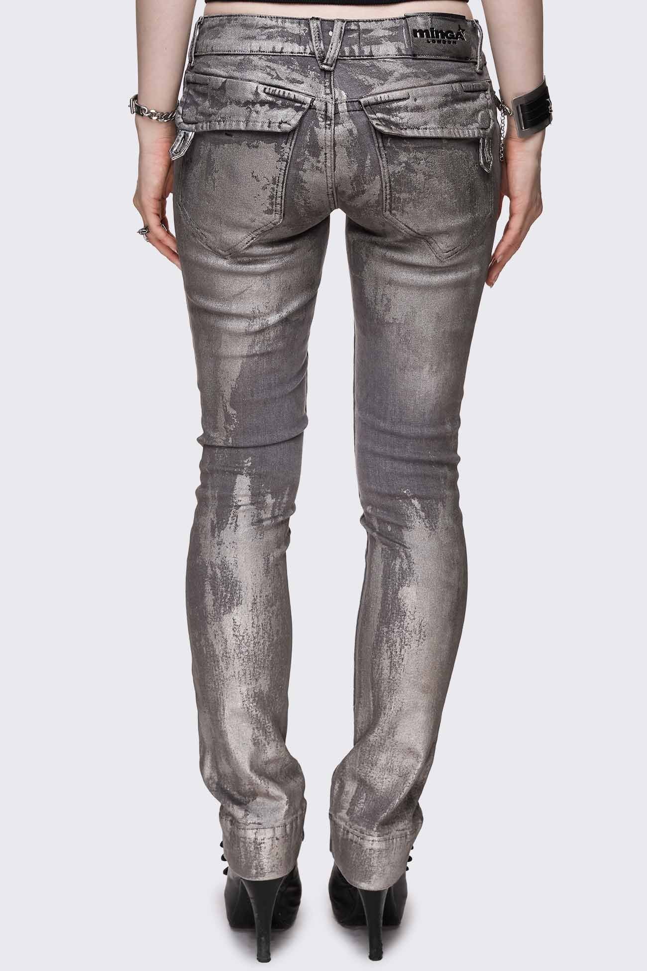 Minga London Silas Metallic Coating Slim Jeans