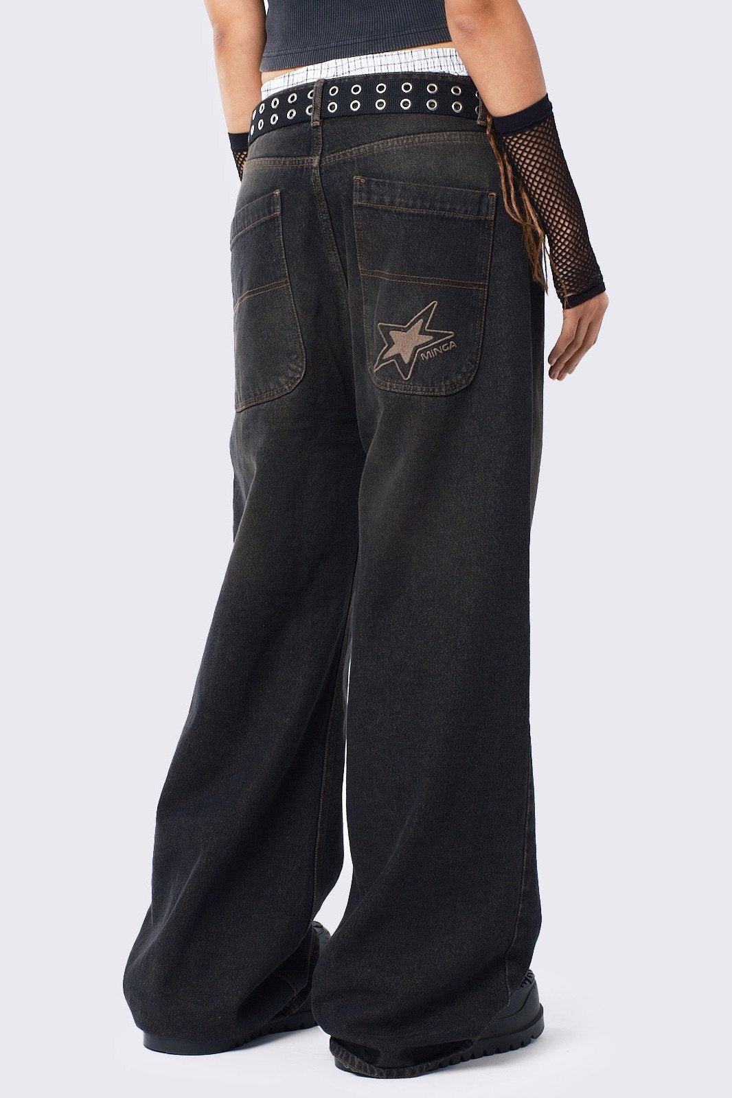 Minga London Echo Black Overdye Baggy Jeans