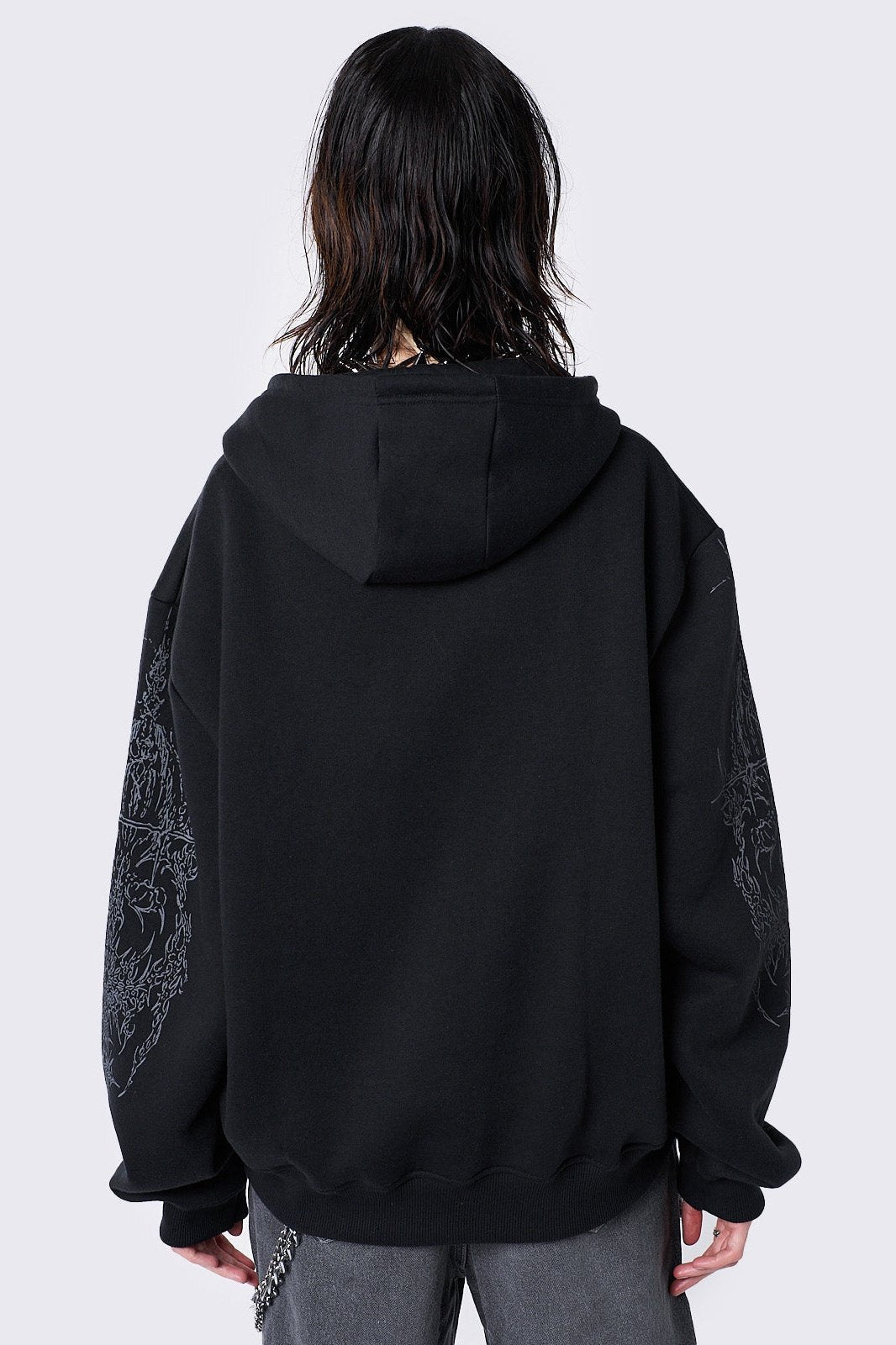 Minga London Enigmatic Black Zip Up Hoodie