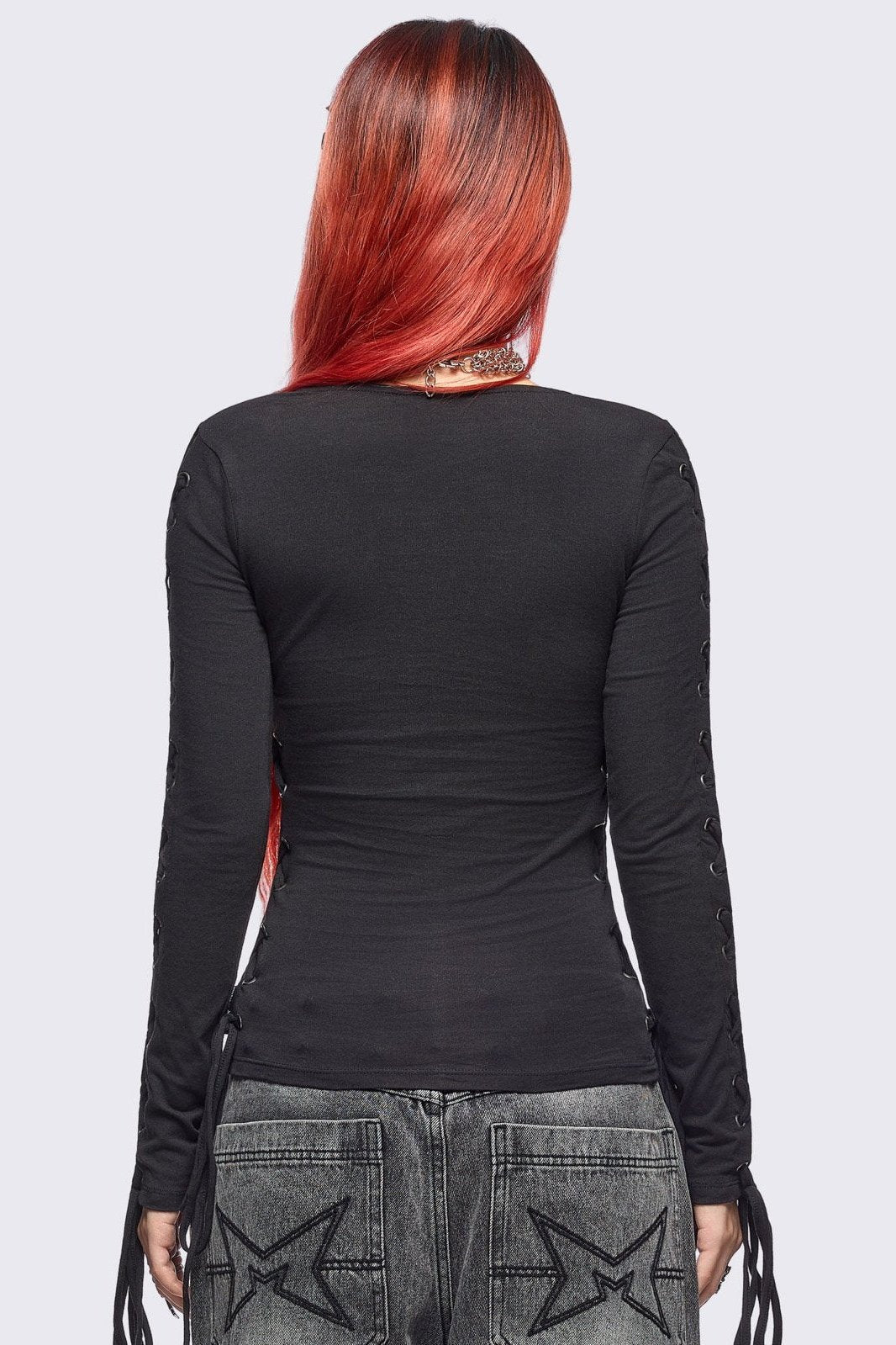 Minga London Khaela Black Lace-Up Top