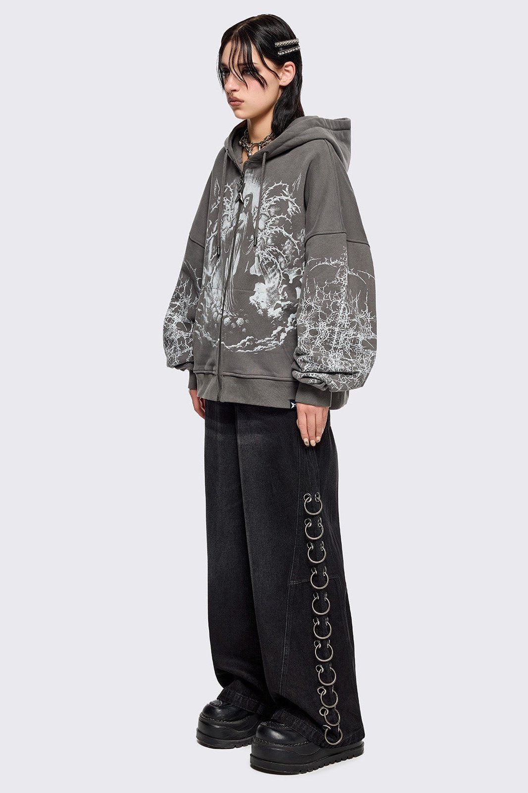 Minga London Ascension Grey Zip Up Hoodie