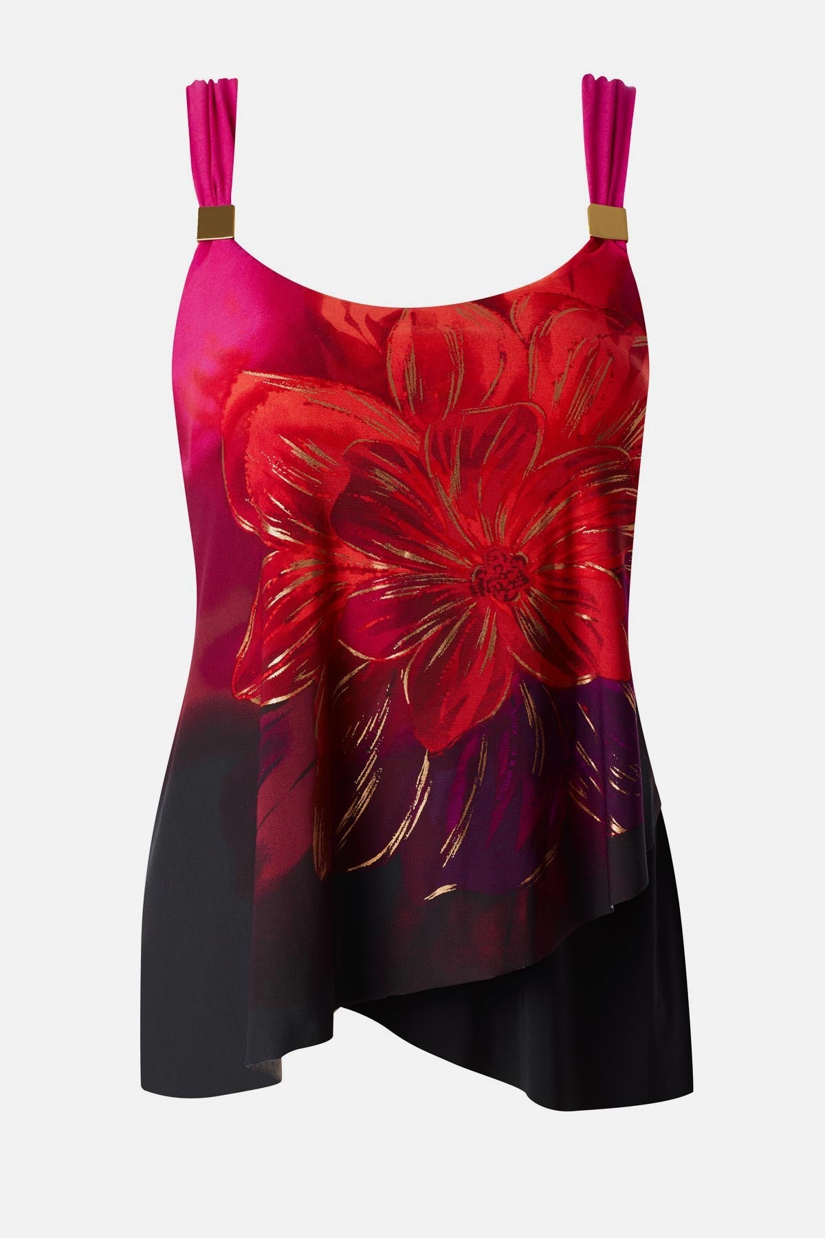 Dazzle Tankini Top in Petali Rosa Black/Multi | Miraclesuit