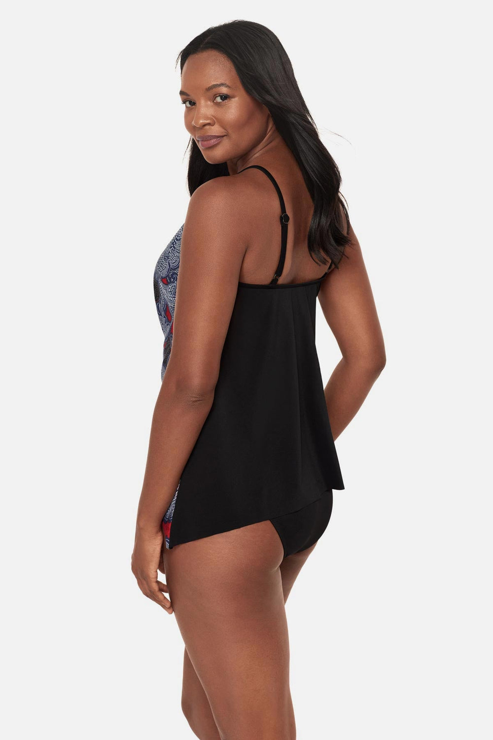 Peephole Tankini Top in Steel Magnolias Black/Multi | Miraclesuit