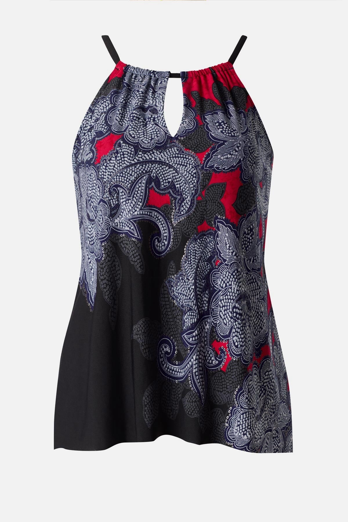 Peephole Tankini Top in Steel Magnolias Black/Multi | Miraclesuit