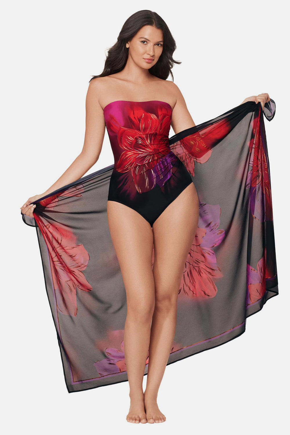 Pareo Cover Up in Petali Rosa Black/Multi | Miraclesuit