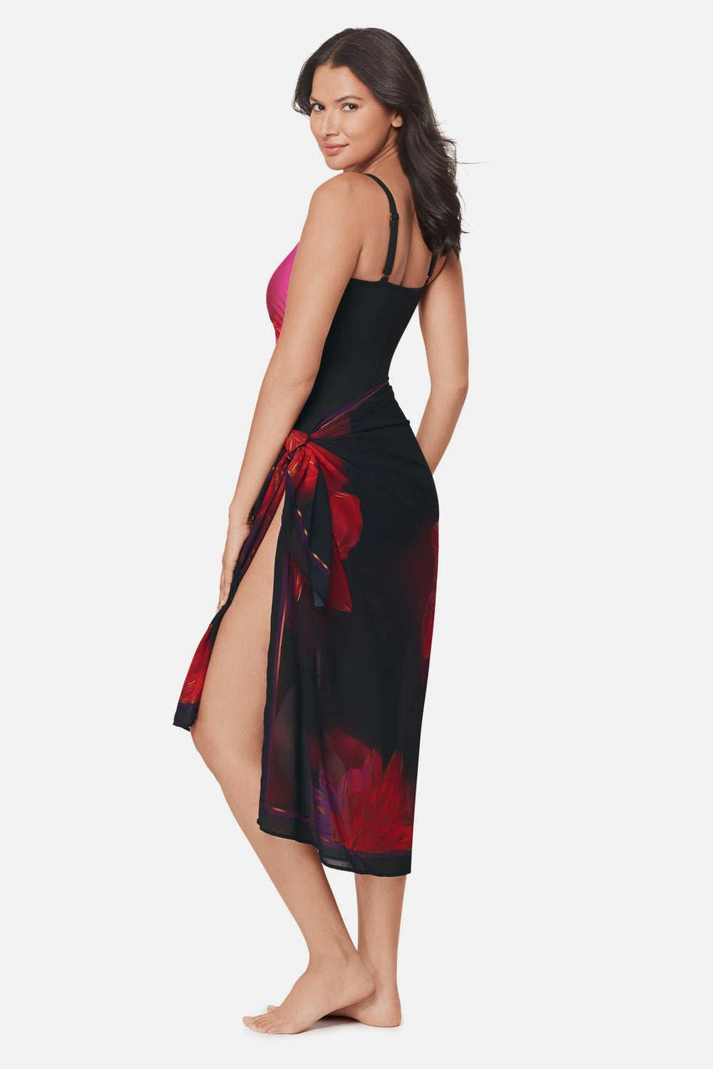 Pareo Cover Up in Petali Rosa Black/Multi | Miraclesuit