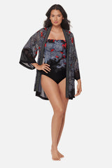 Kimono Cover Up in Steel Magnolias Black/Multi | Miraclesuit