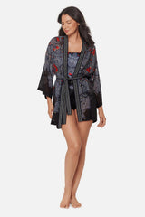 Kimono Cover Up in Steel Magnolias Black/Multi | Miraclesuit